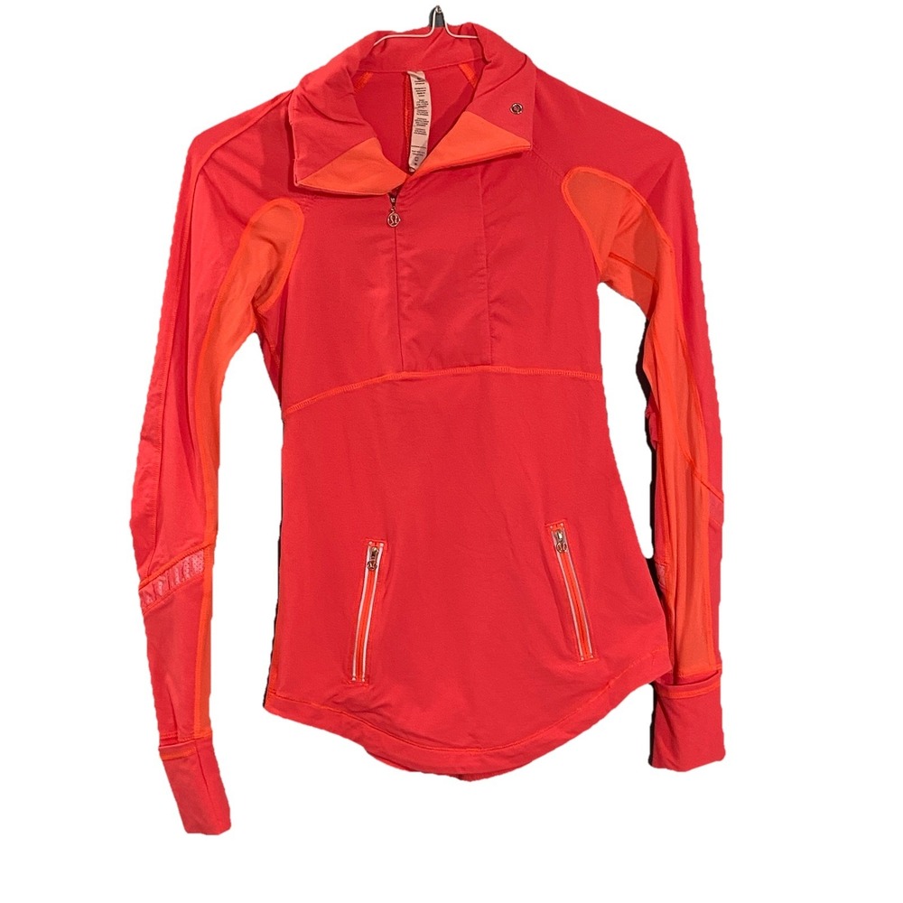 Lululemon‎ Athletica Reflect Half Zip Pullover in Light Flare Size 2 Orange Pink